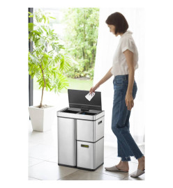 EKO Poubelle à capteur Mirage Plus 1x30 L + 2x15 L Argenté mat