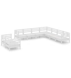 Salon de jardin 9 pcs Bois de pin massif Blanc