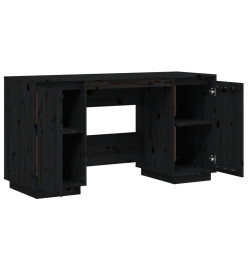 Bureau noir 140x50x75 cm bois massif de pin