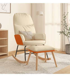 Chaise à bascule avec tabouret Blanc crème Tissu