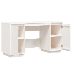 Bureau blanc 140x50x75 cm bois massif de pin