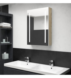 Armoire de salle de bain à miroir LED blanc et chêne 50x13x70cm