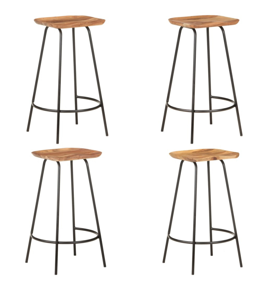 Tabourets de bar lot de 4 bois d'acacia solide