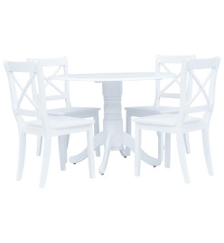 Ensemble de salle à manger 5 pcs Bois d'hévéa Blanc