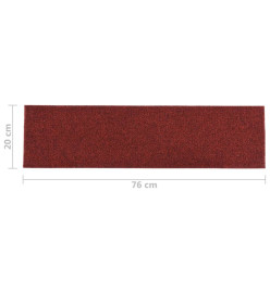 Tapis d'escalier autocollants Rectangulaire 15pcs 76x20cm Rouge