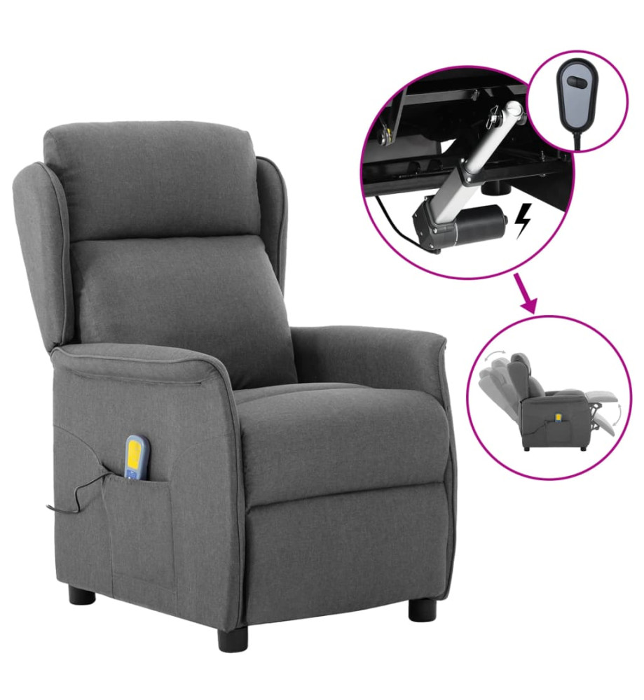 Fauteuil électrique de massage Gris clair Tissu