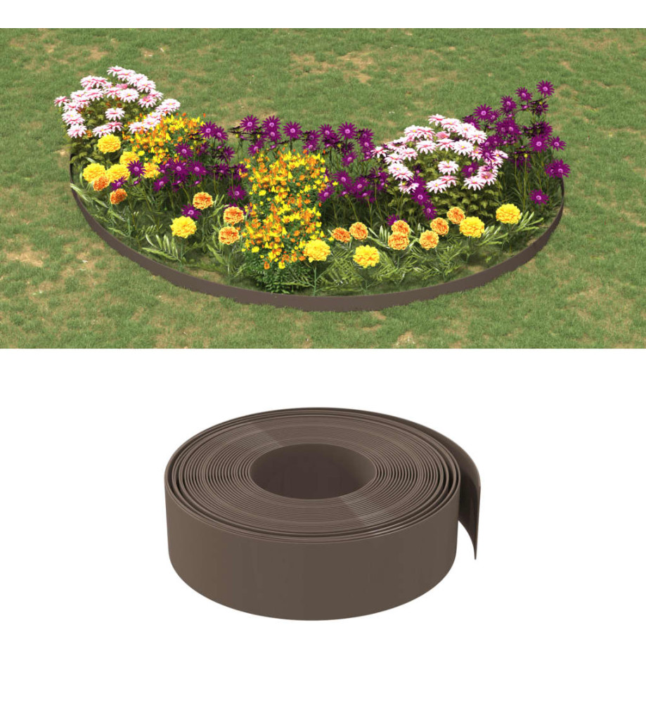 Bordures de jardin 5 pcs marron 10 m 15 cm polyéthylène