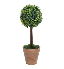 Plantes de buis artificiel 2 pcs avec pots Boule Vert 56 cm