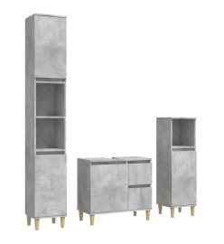 Ensemble d'armoires de salle de bain 3 pcs gris béton