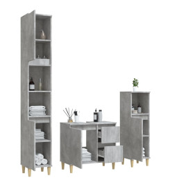 Ensemble d'armoires de salle de bain 3 pcs gris béton