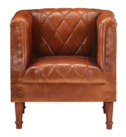 Fauteuil Marron Cuir véritable de chèvre