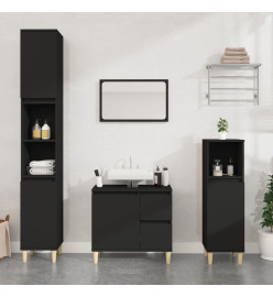 Ensemble d'armoires salle de bain 3 pcs noir bois d'ingénierie