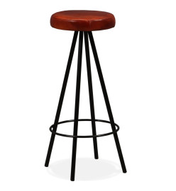 Ensemble de bar 3 pcs Bois massif recyclé et cuir véritable