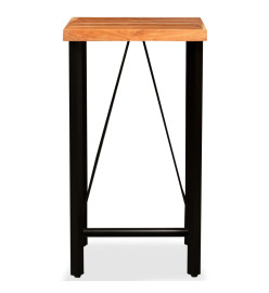 Ensemble de bar 3 pcs Bois d'acacia massif et cuir véritable