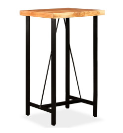 Ensemble de bar 3 pcs Bois d'acacia massif et cuir véritable