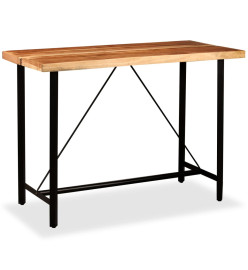 Ensemble de bar 7 pcs Bois d'acacia massif et cuir véritable