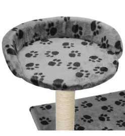 Arbre à chat avec griffoir en sisal 95 cm Gris Motif de pattes