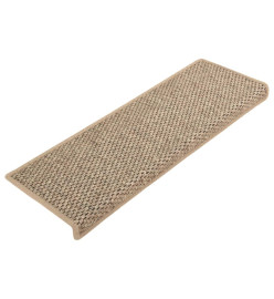 Tapis d'escalier autocollants 15 pcs 65x21x4 cm Beige foncé