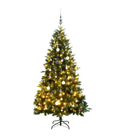 Sapin de Noël artificiel articulé 300 LED et boules 180 cm