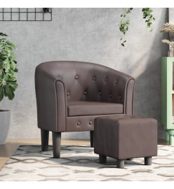 Fauteuil cabriolet avec repose-pied marron similicuir