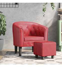 Fauteuil cabriolet avec repose-pied rouge bordeaux similicuir