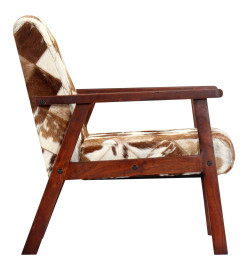 Fauteuil Blanc et marron Cuir véritable de chèvre