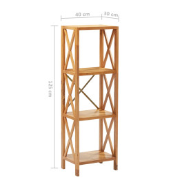 Étagère à 4 niveaux 40x30x125 cm Bois de chêne massif