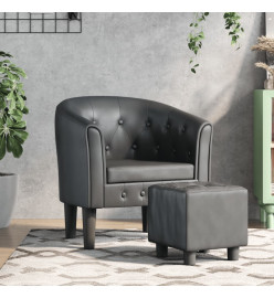 Fauteuil cabriolet avec repose-pied gris similicuir