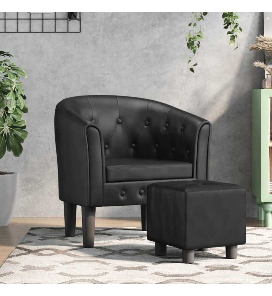 Fauteuil cabriolet avec repose-pied noir similicuir