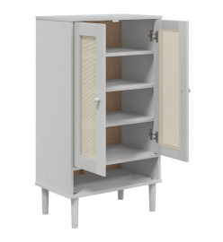 Armoire à chaussures SENJA aspect rotin blanc bois massif