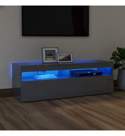 Meuble TV avec lumières LED Gris brillant 120x35x40 cm