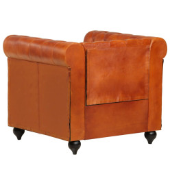 Fauteuil Chesterfield Brun roux Cuir véritable