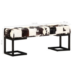 Banc 110 cm Noir Patchwork Cuir véritable de chèvre