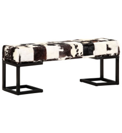 Banc 110 cm Noir Patchwork Cuir véritable de chèvre