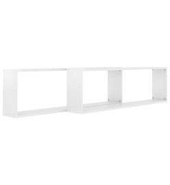 Étagères cube murales 2pcs Blanc brillant 100x15x30cm Aggloméré