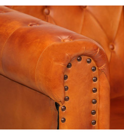 Canapé Chesterfield à 2 places Brun roux Cuir véritable