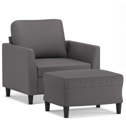 Fauteuil avec repose-pied Gris 60 cm Similicuir