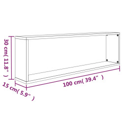 Étagères murales cubiques 2 pcs Chêne fumé 100x15x30 cm