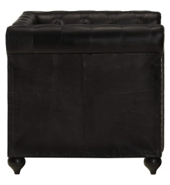 Fauteuil Chesterfield Noir Cuir véritable