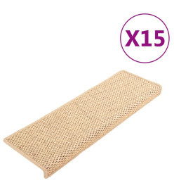 Tapis d'escalier autocollants 15 pcs 65x21x4 cm Beige clair