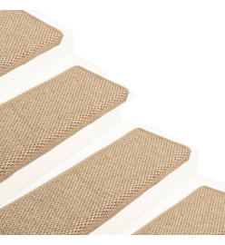 Tapis d'escalier autocollants 15 pcs 65x21x4 cm Sable