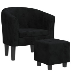 Fauteuil cabriolet avec repose-pied noir velours