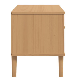 Meuble TV SENJA aspect rotin marron 106x40x49cm bois massif pin