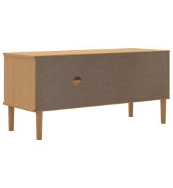 Meuble TV SENJA aspect rotin marron 106x40x49cm bois massif pin