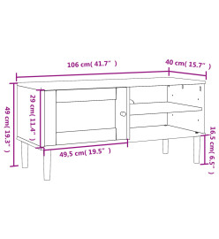 Meuble TV SENJA aspect rotin marron 106x40x49cm bois massif pin