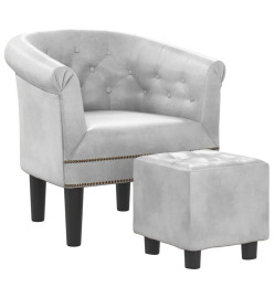 Fauteuil cabriolet avec repose-pied argenté similicuir