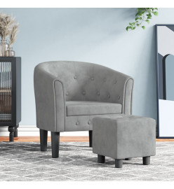 Fauteuil cabriolet avec repose-pied gris clair velours