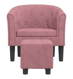 Fauteuil cabriolet avec repose-pied rose velours