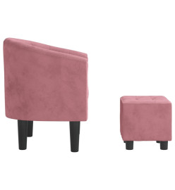 Fauteuil cabriolet avec repose-pied rose velours