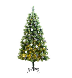 Sapin de Noël artificiel articulé 150 LED et boules 120 cm